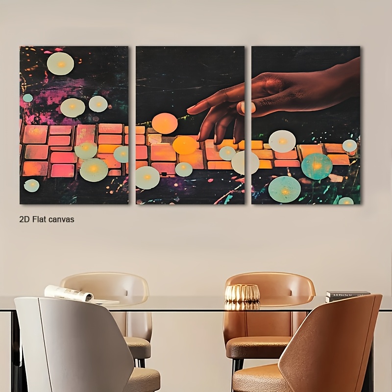 Canvas Wrap Ready - Rahmenlose Leinwand 3-teilig Leuchtende Abstrakte Wandkunst