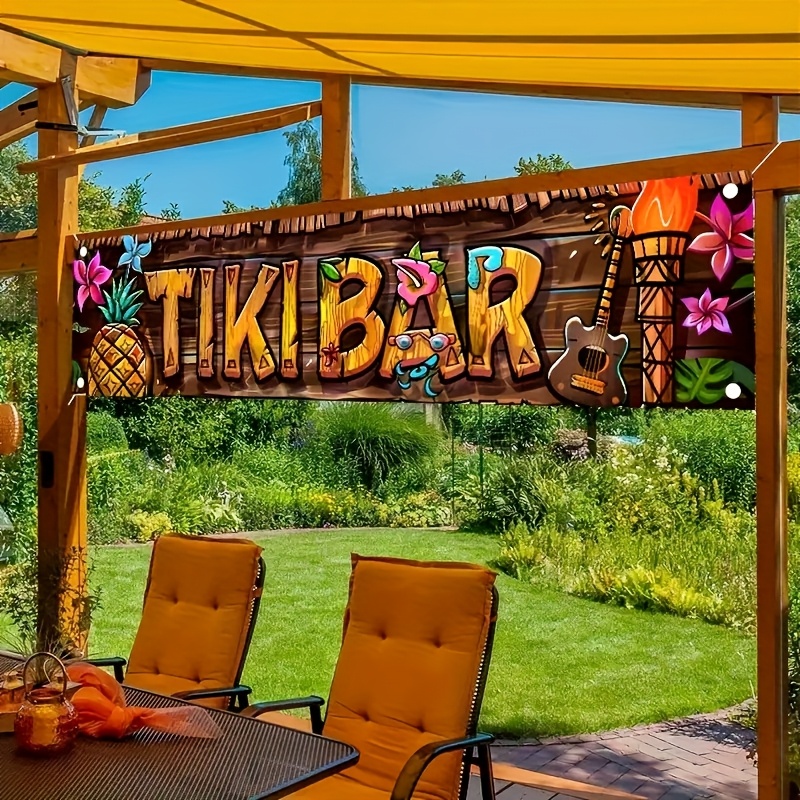 Tiki-Bar-Banner, tropisches ha – Button Badge Blank Bewertung und Preis