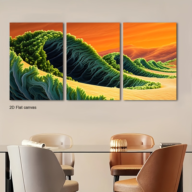 3-teiliges Set Grüne Welle Ter – Canvas Wrap Ready Bewertung und Preis
